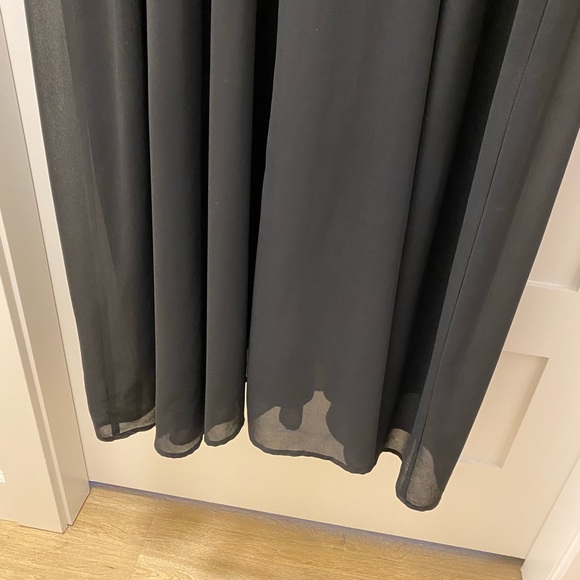 Floor length black dress, satin/crepe skirt w/lace top, empire waist, size 14/16 - Picture 4 of 8